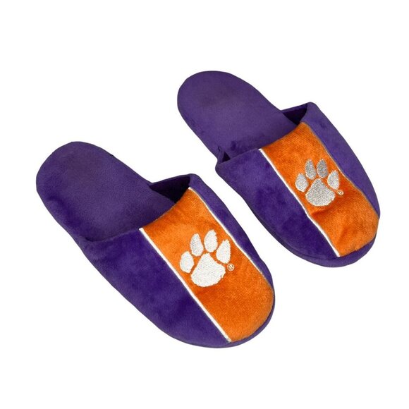 Clemson Tigers Slippers Unisex Kids Purple Orange Tiger Paw Slip On Size XL 7-8 - Picture 2 of 7
